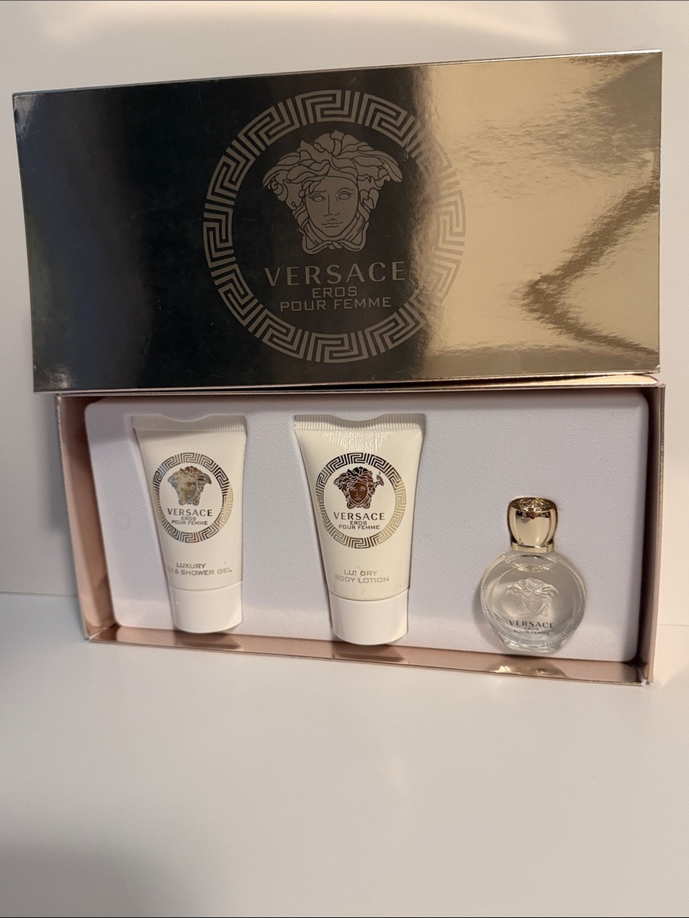 Versace White & Gold Eros Pour Femme Gift Trio